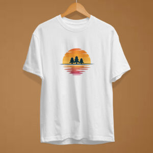 sunset pine tree white t shirt final mockup